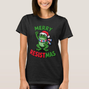 Frosch Retro Frohe Resistmas Lustiger Politischer T-Shirt