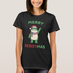 Frosch Retro Frohe Resistmas Lustiger Politischer T-Shirt