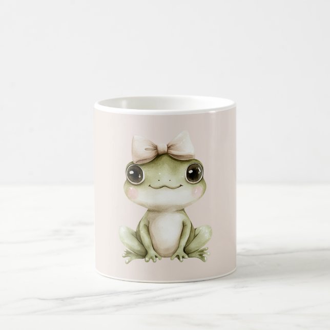 Frosch Rosa Schleife Kaffeetasse (Mittel)