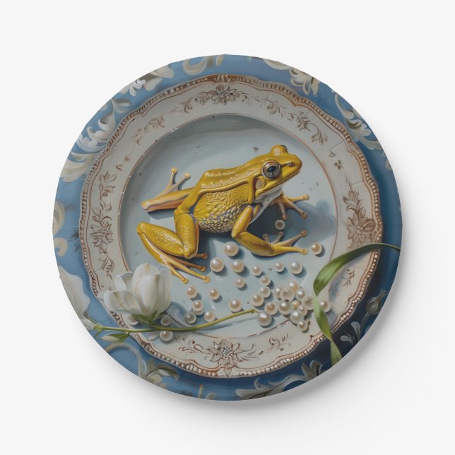 Frosch - Runde Papierplatten Pappteller (Vorderseite)