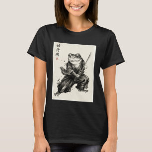 Frosch Samurai Katana Schwert Japanische Tuschzeic T-Shirt