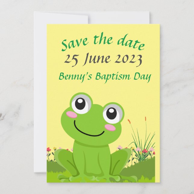 Frosch SAVE THE DATE - bearbeitbarer Text Einladung (Vorderseite)