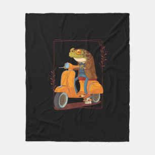 Frosch-Scooter-Pilz-Goblincore-Akademia Fleecedecke