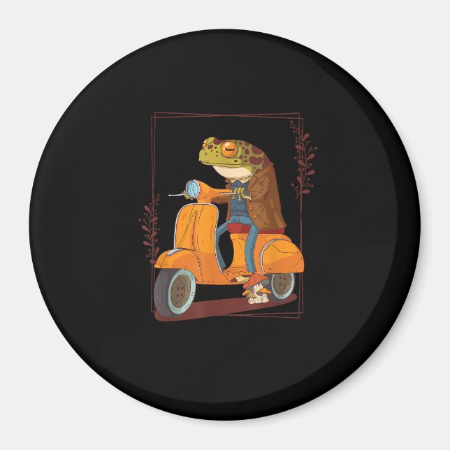 Frosch-Scooter-Pilz-Goblincore-Akademia Magnet (Vorne)