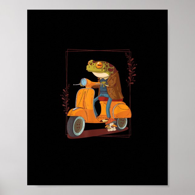 Frosch-Scooter-Pilz-Goblincore-Akademia Poster (Vorne)