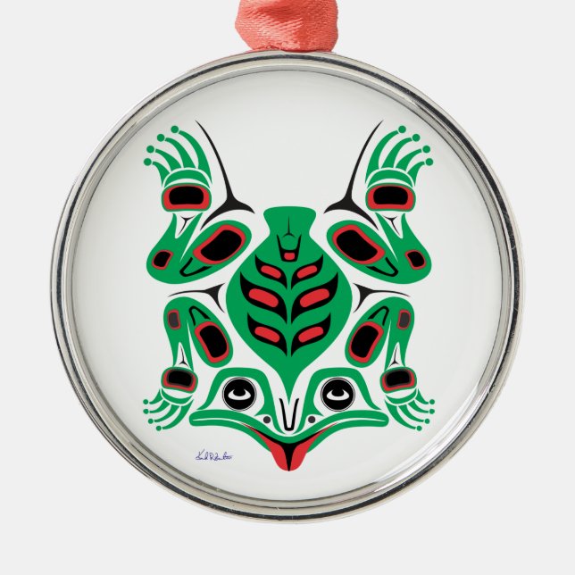 Frosch Silbernes Ornament (Vorne)
