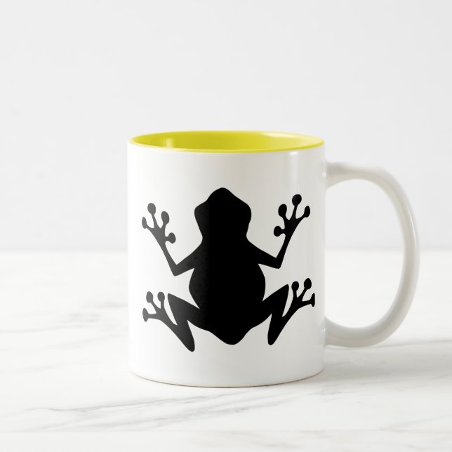 Frosch-Silhouette; Gelb Zweifarbige Tasse (Rechts)