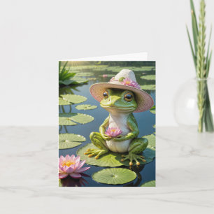 Frosch sitzend auf einer Lily Pad Note Card Karte