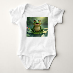 Frosch sitzend auf Lily Pad. Baby Strampler