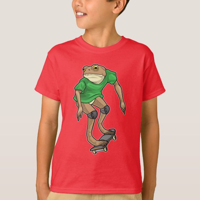 Frosch-Skater-Skateboard T-Shirt (Vorderseite)
