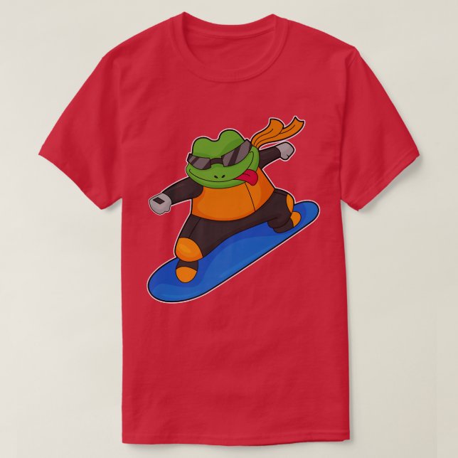 Frosch Snowboarder Snowboard Wintersport T-Shirt (Design vorne)