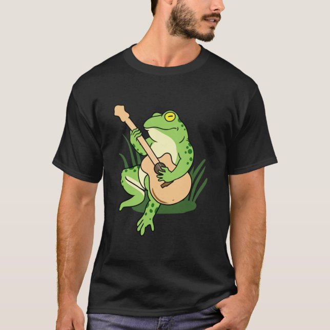 Frosch spielen akustische Gitarre für Gitarrenspie T-Shirt (Vorderseite)