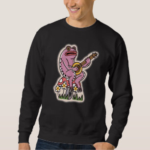 Frosch spielen Banjo - Sitzen im Pilz - Hütte Sweatshirt
