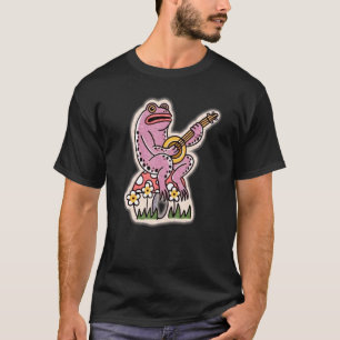 Frosch spielen Banjo - Sitzen im Pilz - Hütte T-Shirt