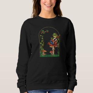 Frosch spielt Gitarre auf Pilz Nettes Cottagecore Sweatshirt