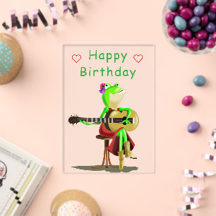 Frosch spielt Gitarre Happy Birthday Karte Acryleinladungen