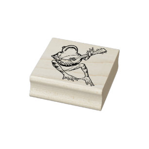 Frosch spielt Musikinstrument Gummistempel