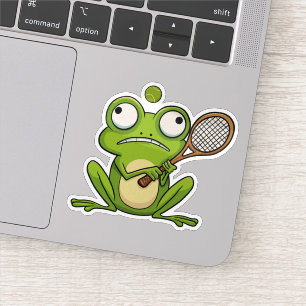 Frosch spielt Tennis  Aufkleber