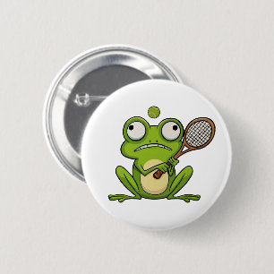 Frosch spielt Tennis Button