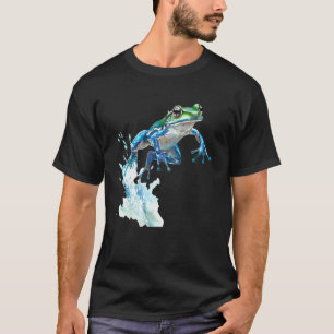 Frosch springt, Wasser spritzt - Amphibie - Lustig T-Shirt