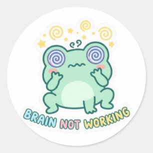Frosch-Sticker 'Gehirn funktioniert nicht', süßer  Runder Aufkleber