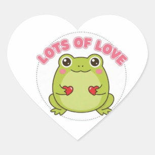 Frosch-Sticker 'Lots Of Love' - Süßer Frosch hält  Herz-Aufkleber