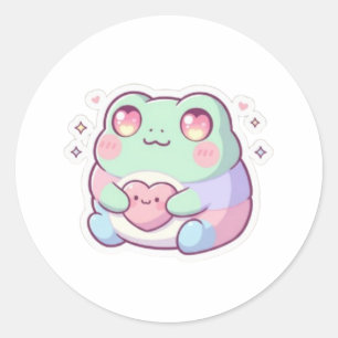 Frosch-Sticker mit Herz-Augen Cute Minimal Frosch  Runder Aufkleber