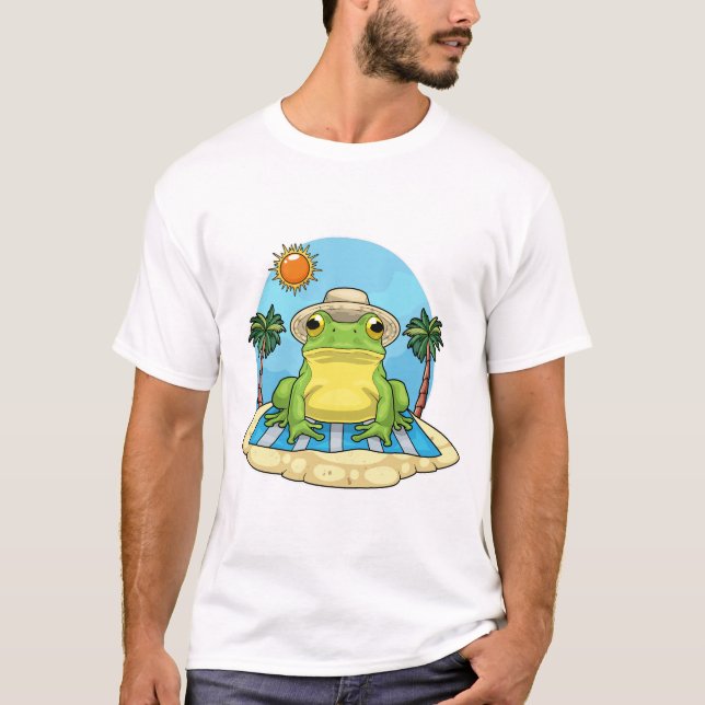 Frosch Strand Palmen Sommer T-Shirt (Vorderseite)