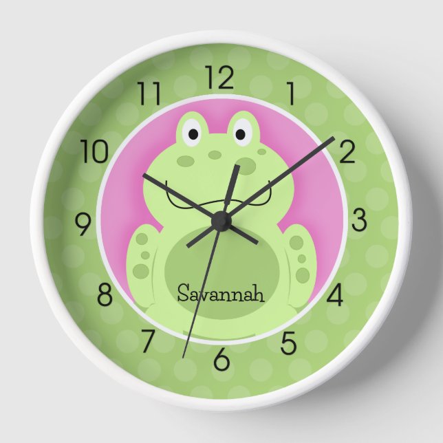 Frosch Toad Green Niedlich Frogs Teacher Baby Wall Uhr (Vorderseite)