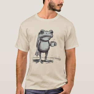 Frosch trinkt Kaffee Meme Mystischer Kröte Froschl T-Shirt