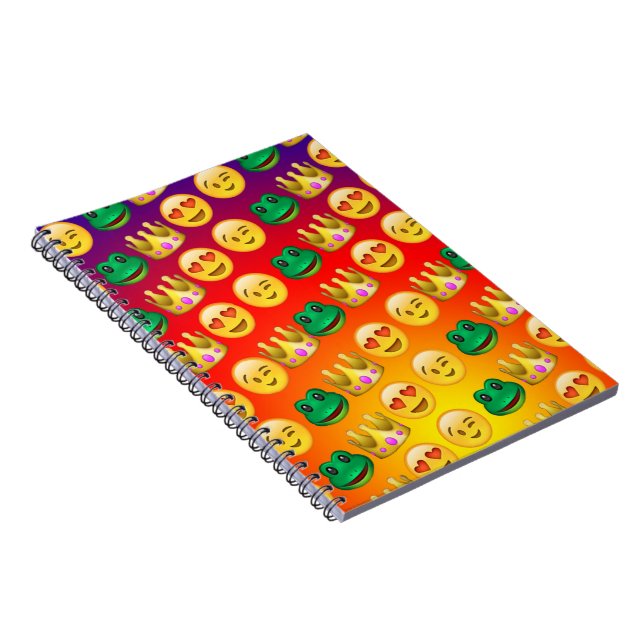 Frosch u. Prinzessin Emojis Pattern Notizblock (Rechte Seite)