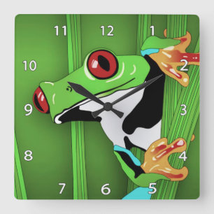 Frosch-Uhr Quadratische Wanduhr