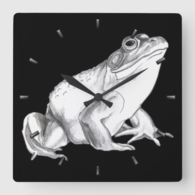 Frosch-Uhr-Stier-Frosch-Wanduhren u. Tier-Dekor Quadratische Wanduhr (Vorderseite)