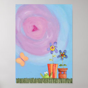 Frosch und Blumen Poster