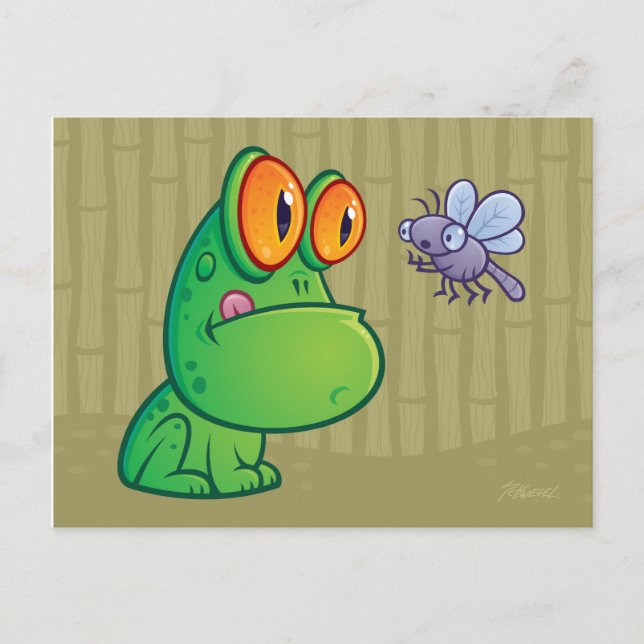 Frosch und Dragonfly Postkarte (Vorderseite)