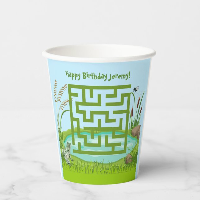 Frosch und Fly Maze Birthday Paper Cups Pappbecher (Vorderseite)