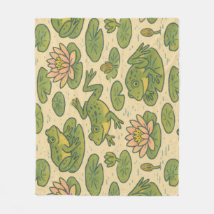 Frosch und Lili Pads Wasserlilien Frösche Fleecedecke