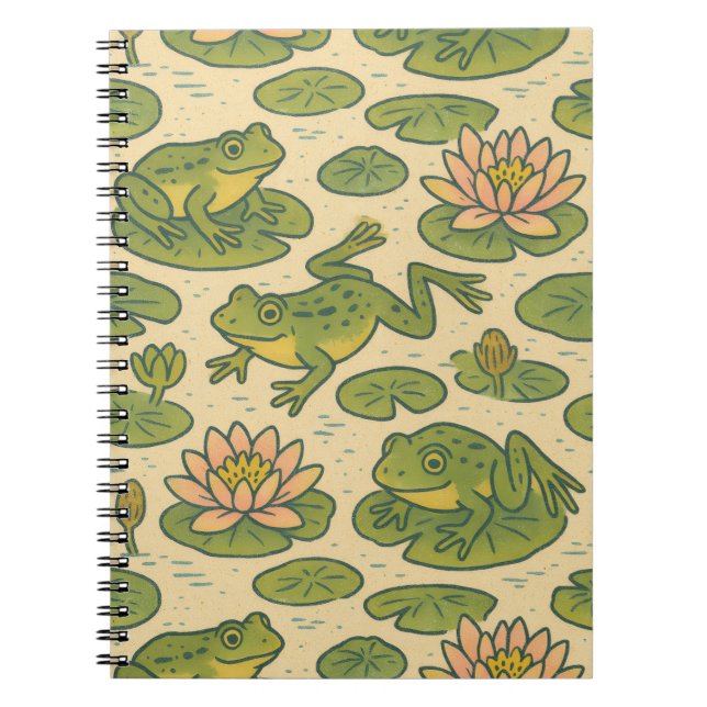 Frosch und Lili Pads Wasserlilien Frösche Notizblock (Vorderseite)