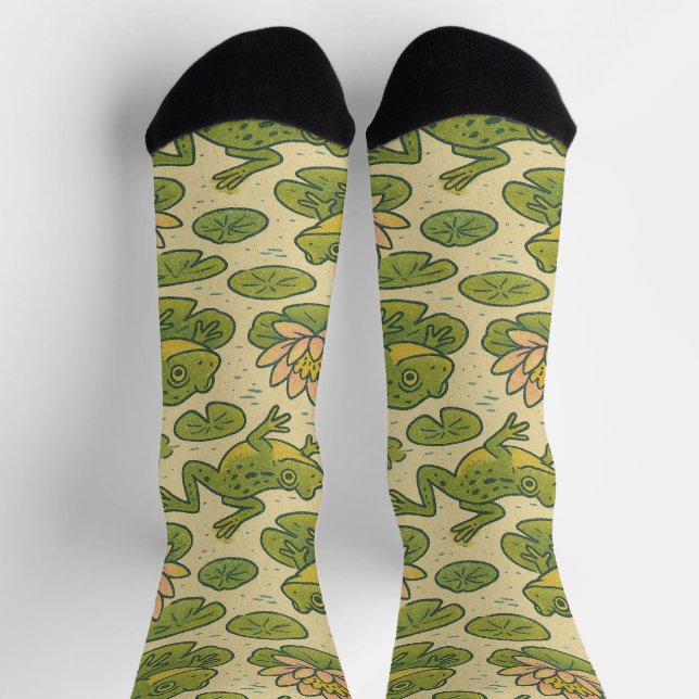 Frosch und Lili Pads Wasserlilien Frösche Socken (Oben)