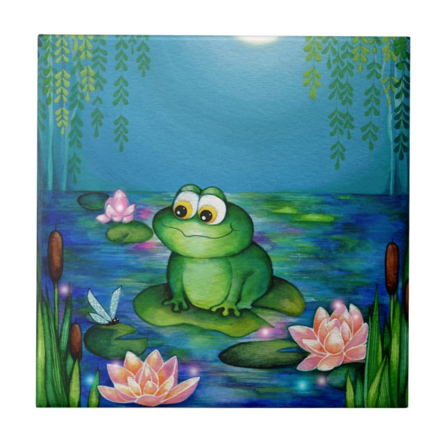 Frosch-und Lilien-Teich Fliese (Vorderseite)