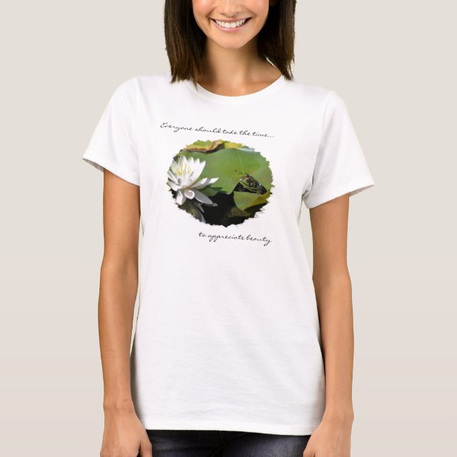 Frosch und Lotus Blume Inspiration Zitat T-Shirt (Vorderseite)