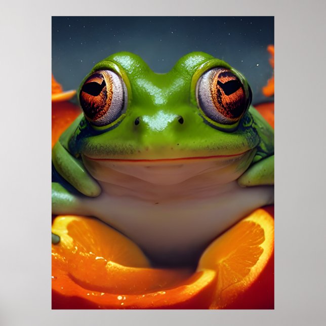 Frosch und Orangen Poster (Vorne)