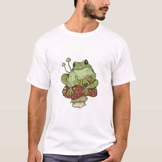 Frosch und Pilze Niedlich Cotattacecore Funny Toad T-Shirt (Vorderseite)