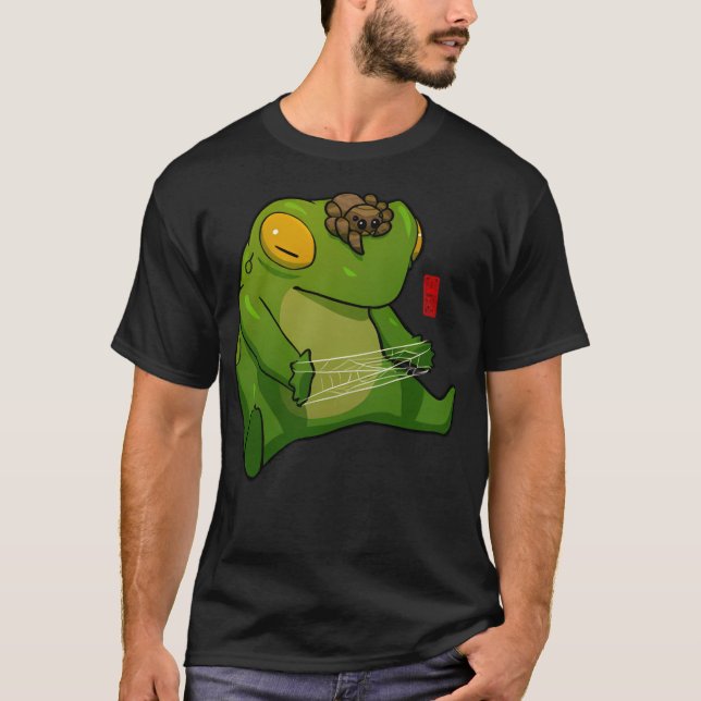 Frosch und Springspinne spielen Katzenklatsche T-Shirt (Vorderseite)