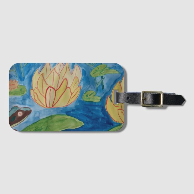 Frosch und Wasserlilien Gepäckanhänger (Vorderseite (Horizontal))