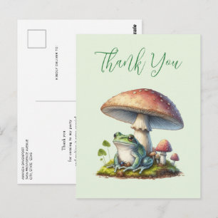 Frosch unter einem Pilz Niedlich Natur Danke Postkarte