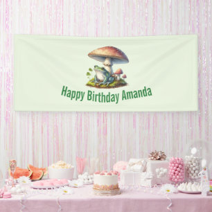 Frosch unter einem Pilz Süße Natur Geburtstag Banner