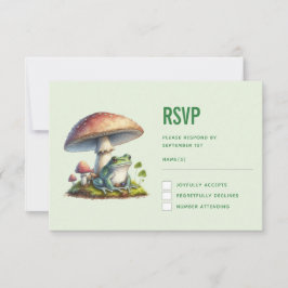 Frosch unter einem Pilz Süße Natur Hochzeit RSVP Karte
