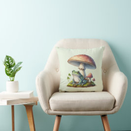 Frosch unter einem Pilz Süße Natur Kissen