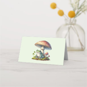 Frosch unter einem Pilz Süße Natur Platzkarte